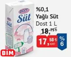 DOST %0,1 YAĞLI SÜT DOST %0,1 YAĞLI SÜT